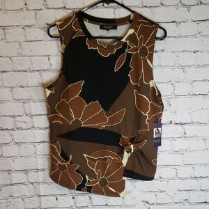 Bagatelle Black and Brown Floral Tank Top